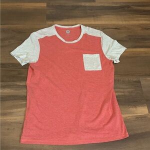 Womens Express Coral and Cream Short Sleeve Tee Size Large